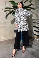 Tesettür giyim BEYAZ DESENLİ SATEN TUNİK  551 