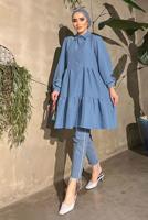 Hijab clothing NAVY BLUE PATTERNED TUNIC 941 