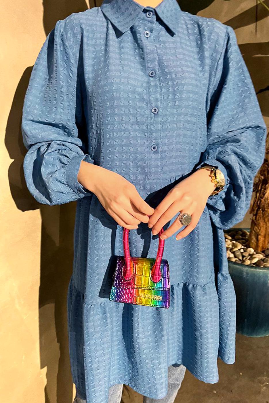 Hijab clothing NAVY BLUE PATTERNED TUNIC 941 