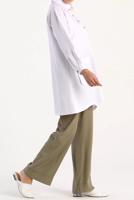 Vêtements hijab BLANC TUNIQUE COL POLO BOUTONNÉE AVEC POCHE 12005
