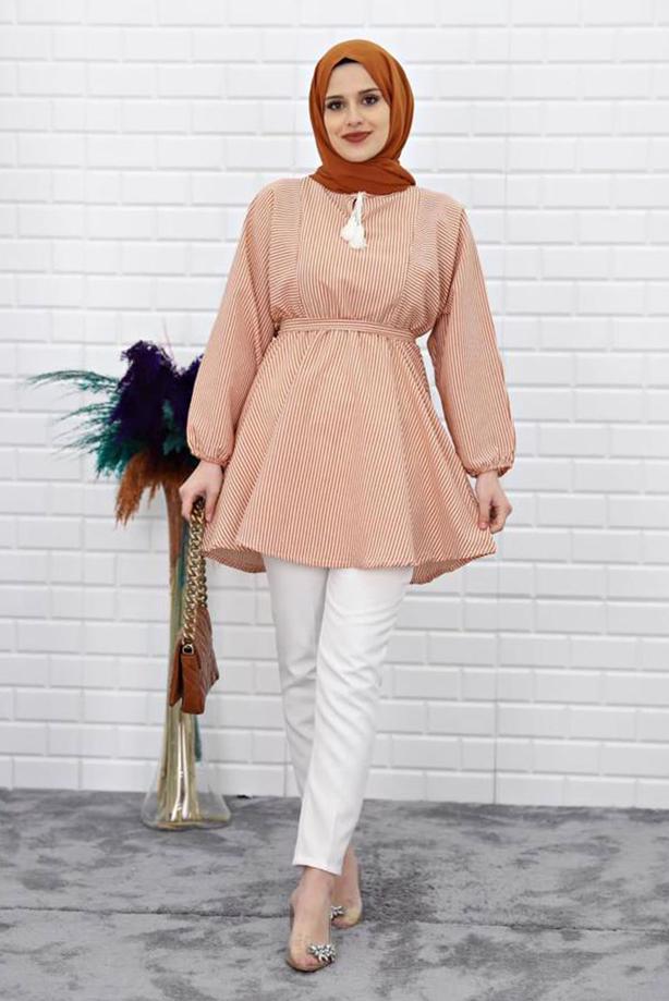 Vêtements hijab  STRIPED TUNIC 1218  - TRENDTESETTÜR