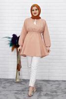 Vêtements hijab ROUGE TUNIQUE RAYÉE 1218