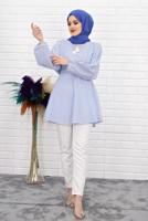 Vêtements hijab BLEU MARINE TUNIQUE RAYÉE 1218