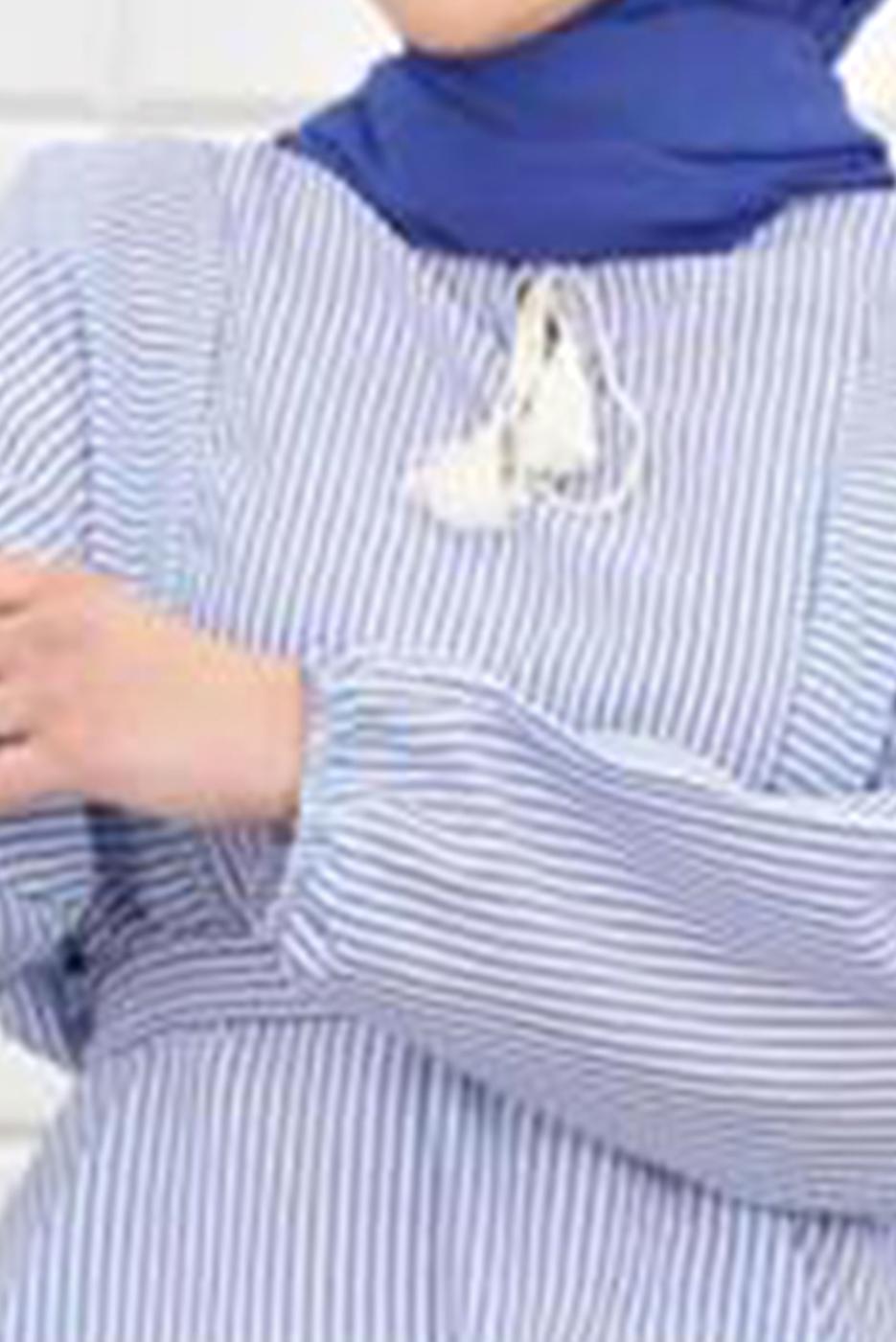 Vêtements hijab BLEU MARINE TUNIQUE RAYÉE 1218