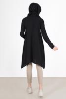 Tesettür giyim SİYAH YAKASI ZİNCİRLİ ASİMETRİK KESİM TUNİK 1301 