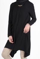Tesettür giyim SİYAH YAKASI ZİNCİRLİ ASİMETRİK KESİM TUNİK 1301 