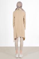 Tesettür giyim KAHVE YAKASI ZİNCİRLİ ASİMETRİK KESİM TUNİK 1301 