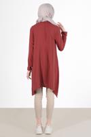 Tesettür giyim KAHVE YAKASI ZİNCİRLİ ASİMETRİK KESİM TUNİK 1301 