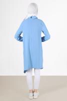 Tesettür giyim YEŞİL YAKASI ZİNCİRLİ ASİMETRİK KESİM TUNİK 1301 