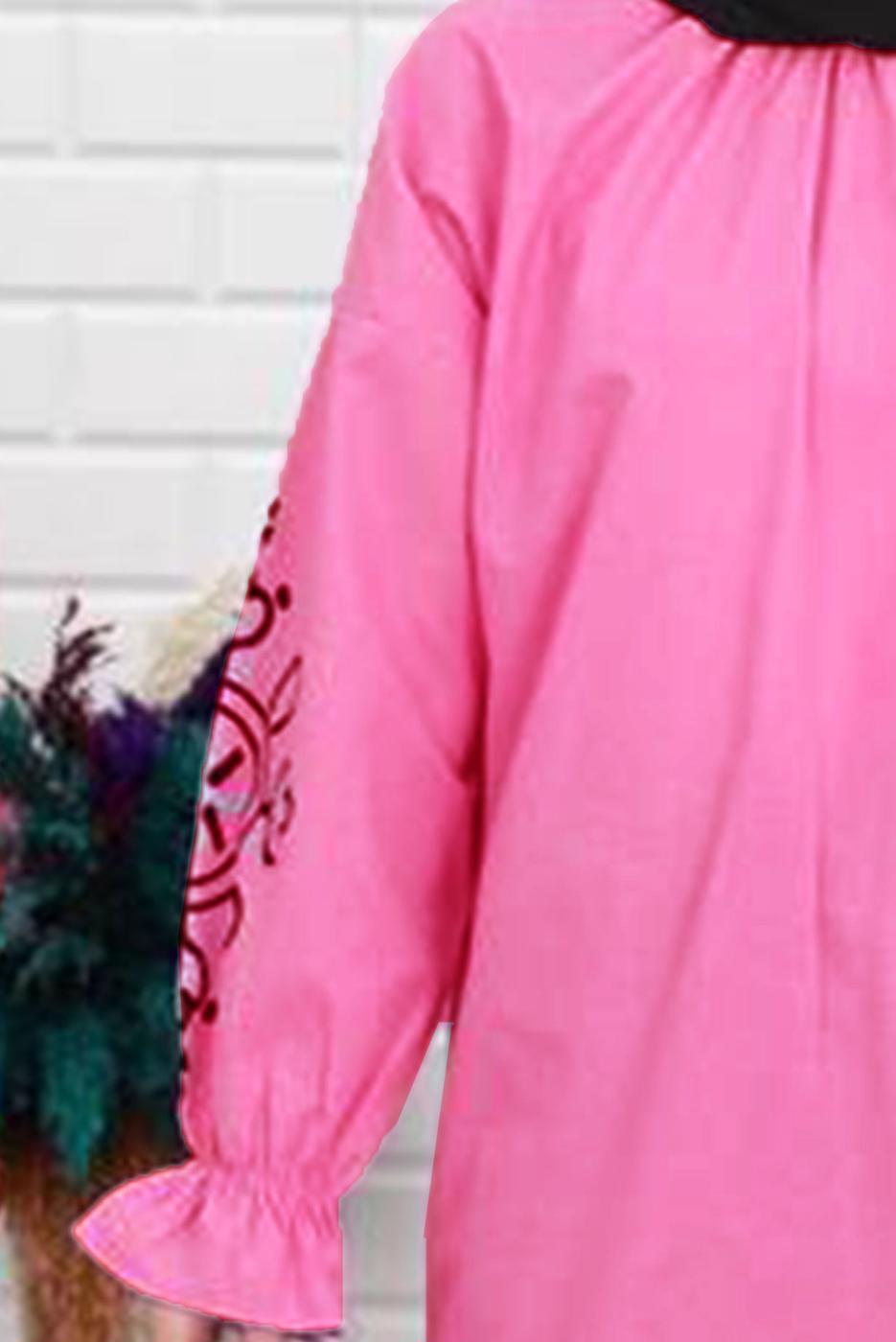 Hijab clothing FUCHSIA PRINT DETAIL TUNIC WITH ELASTIC CUFFS 1518 