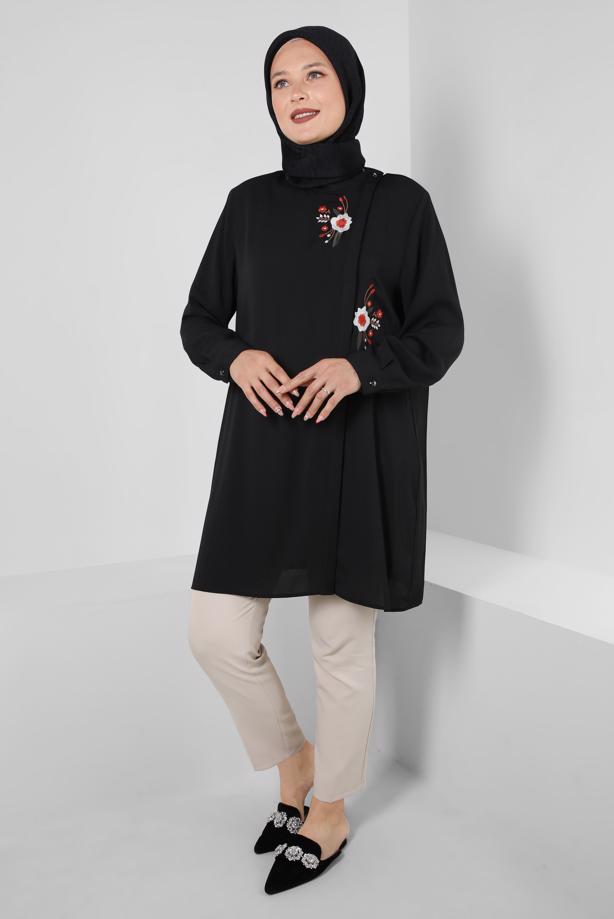 Vêtements hijab NOIR ALVINA TUNIQUE GRANDE TAILLE T 20247 - TRENDTESETTÜR