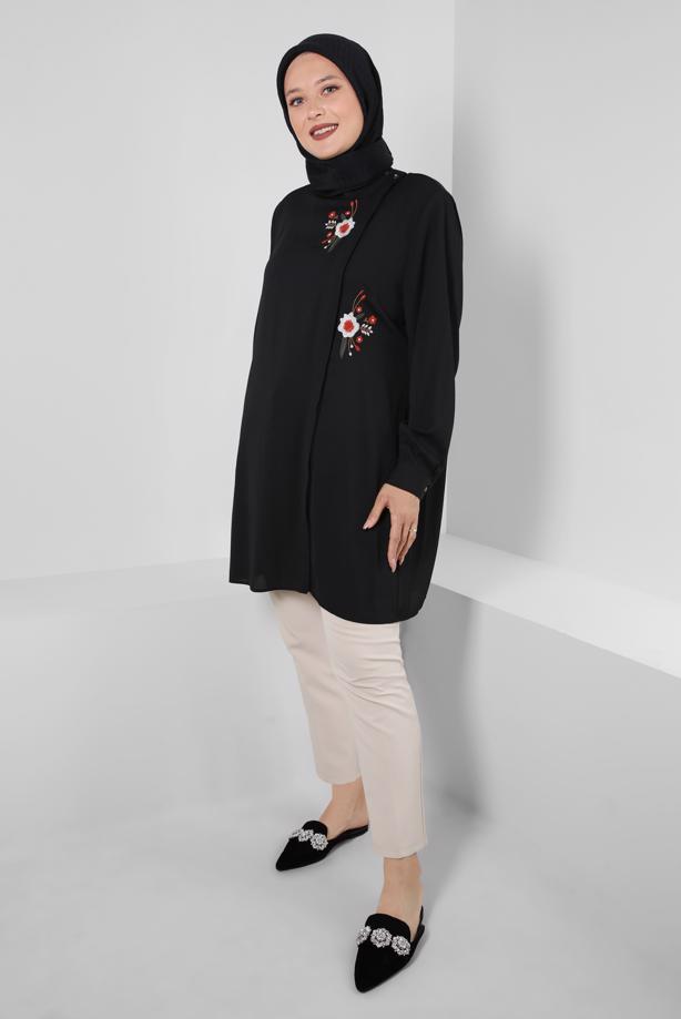 Vêtements hijab NOIR ALVINA TUNIQUE GRANDE TAILLE T 20247 - TRENDTESETTÜR