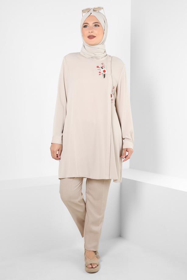 Vêtements hijab BEIGE ALVINA TUNIQUE GRANDE TAILLE T 20247 - TRENDTESETTÜR