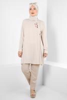 Vêtements hijab BEIGE ALVINA TUNIQUE GRANDE TAILLE T 20247