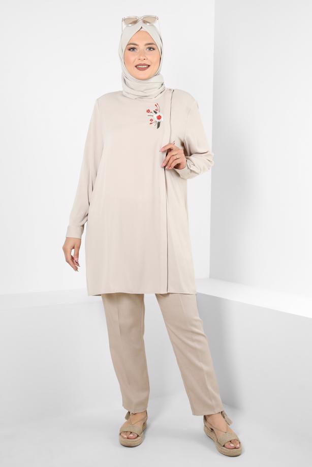Vêtements hijab BEIGE ALVINA TUNIQUE GRANDE TAILLE T 20247 - TRENDTESETTÜR