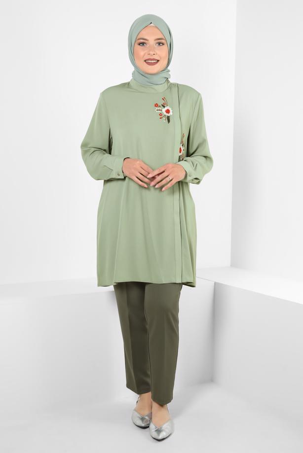 Vêtements hijab VERT ALVINA TUNIQUE GRANDE TAILLE T 20247 - TRENDTESETTÜR