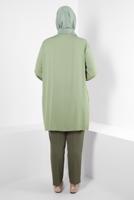Tesettür giyim YEŞİL ALVİNA BÜYÜK BEDEN İŞLEMELİ TUNİK T 20247