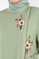 Tesettür giyim YEŞİL ALVİNA BÜYÜK BEDEN İŞLEMELİ TUNİK T 20247