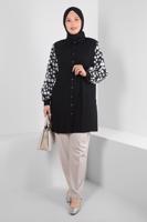 Tesettür giyim SİYAH ALVİNA KOLU DESENLİ TUNİK T 20255