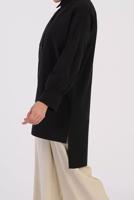 Tesettür giyim SİYAH DÜĞMELİ TUNİK 25005 