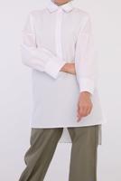 Tesettür giyim BEYAZ DÜĞMELİ TUNİK 25005 