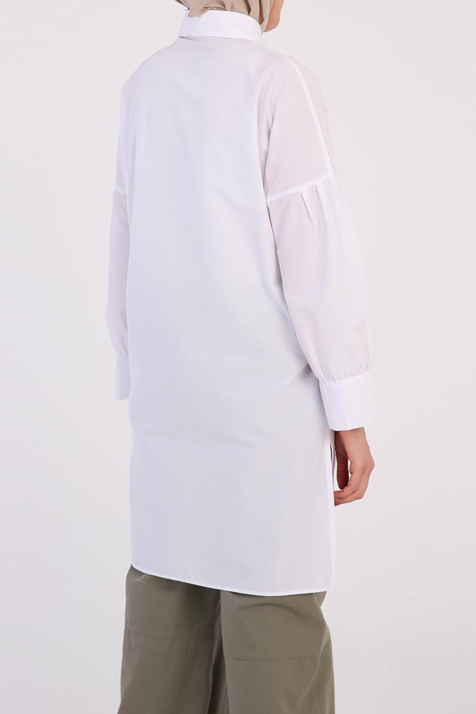 Tesettür giyim BEYAZ DÜĞMELİ TUNİK 25005 