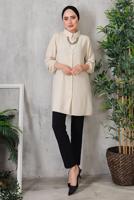 Tesettür giyim BEJ AKSESUAR DETAYLI DÜĞMELİ TUNİK 3352 