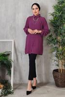Tesettür giyim MOR AKSESUAR DETAYLI DÜĞMELİ TUNİK 3352 