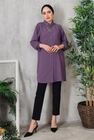 Tesettür giyim MOR AKSESUAR DETAYLI DÜĞMELİ TUNİK 3352 