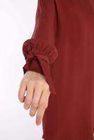 Tesettür giyim KAHVE MANŞETLERİ BAĞLAMA DETAYLI ARKADAN DÜĞMELİ TUNİK 35005 