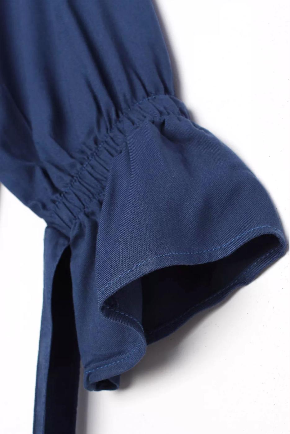 Tesettür giyim LACİVERT MANŞETLERİ BAĞLAMA DETAYLI ARKADAN DÜĞMELİ TUNİK 35005 