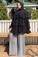 Tesettür giyim SİYAH VOLANLI TUNİK 3542 