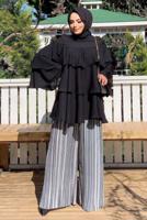 Tesettür giyim SİYAH VOLANLI TUNİK 3542 