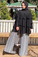 Tesettür giyim SİYAH VOLANLI TUNİK 3542 