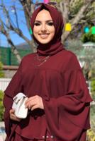 Tesettür giyim BORDO VOLANLI TUNİK 3542 
