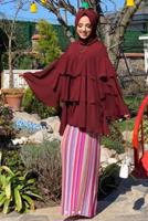 Tesettür giyim BORDO VOLANLI TUNİK 3542 