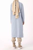 Tesettür giyim MAVİ LEOPAR BAĞCIKLI KAPÜŞONLU TUNİK 38005 