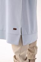 Tesettür giyim MAVİ LEOPAR BAĞCIKLI KAPÜŞONLU TUNİK 38005 