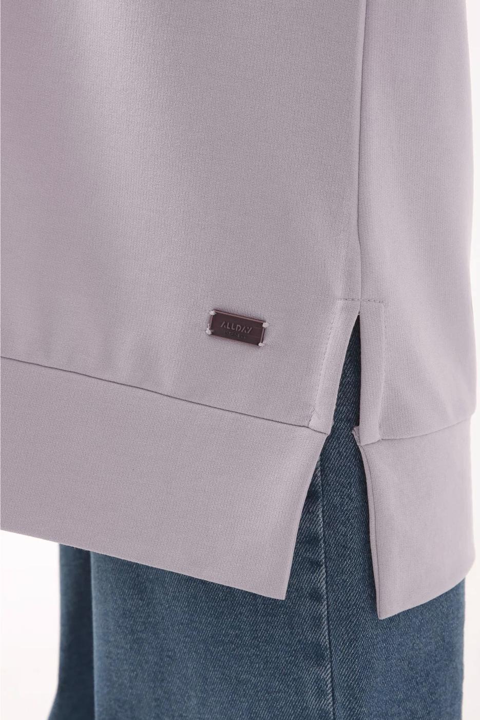 Tesettür giyim MOR LEOPAR BAĞCIKLI KAPÜŞONLU TUNİK 38005 