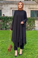 Tesettür giyim SİYAH ŞİFON SALAŞ TUNİK 3803