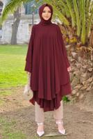 Tesettür giyim BORDO ŞİFON SALAŞ TUNİK 3803