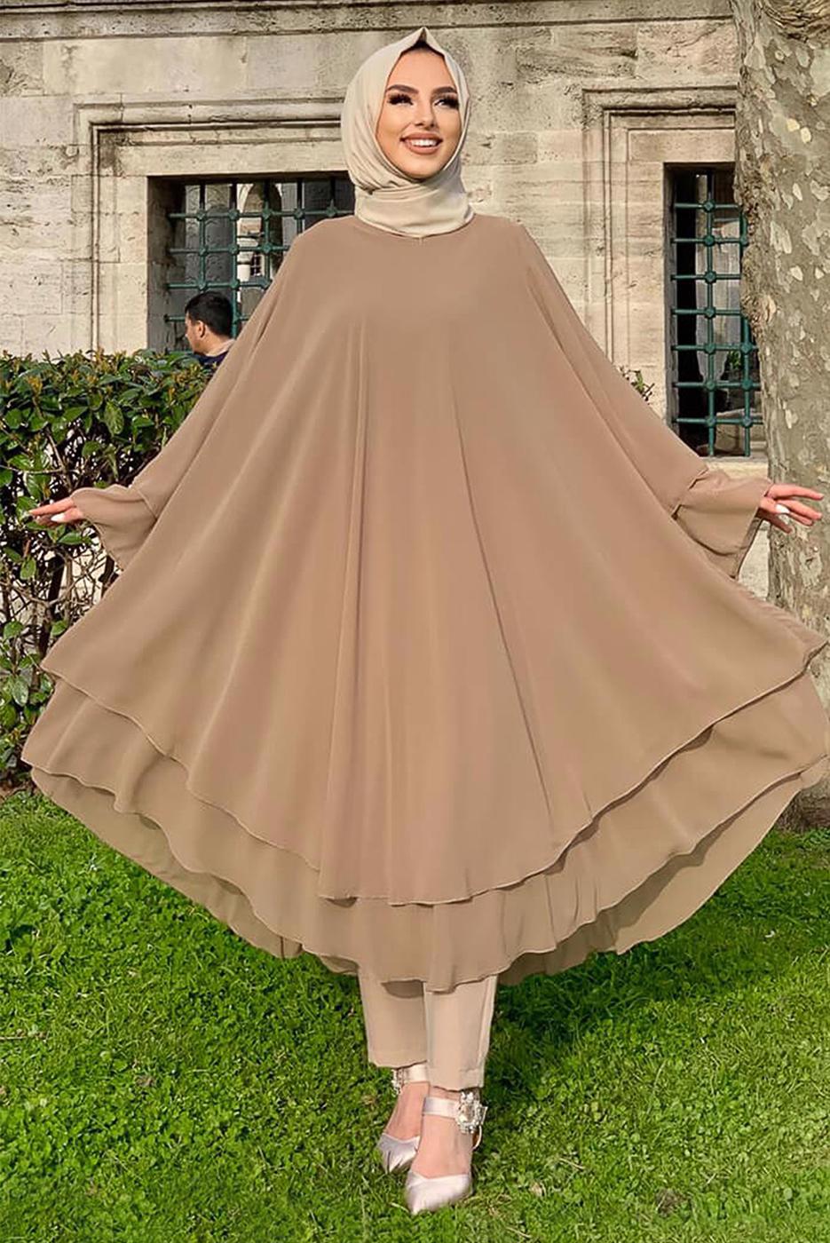 Tesettür giyim VİZON ŞİFON SALAŞ TUNİK 3803