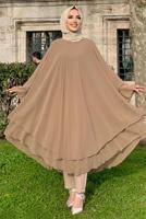 Tesettür giyim VİZON ŞİFON SALAŞ TUNİK 3803