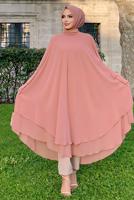 Tesettür giyim PUDRA ŞİFON SALAŞ TUNİK 3803