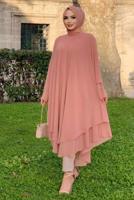 Tesettür giyim PUDRA ŞİFON SALAŞ TUNİK 3803