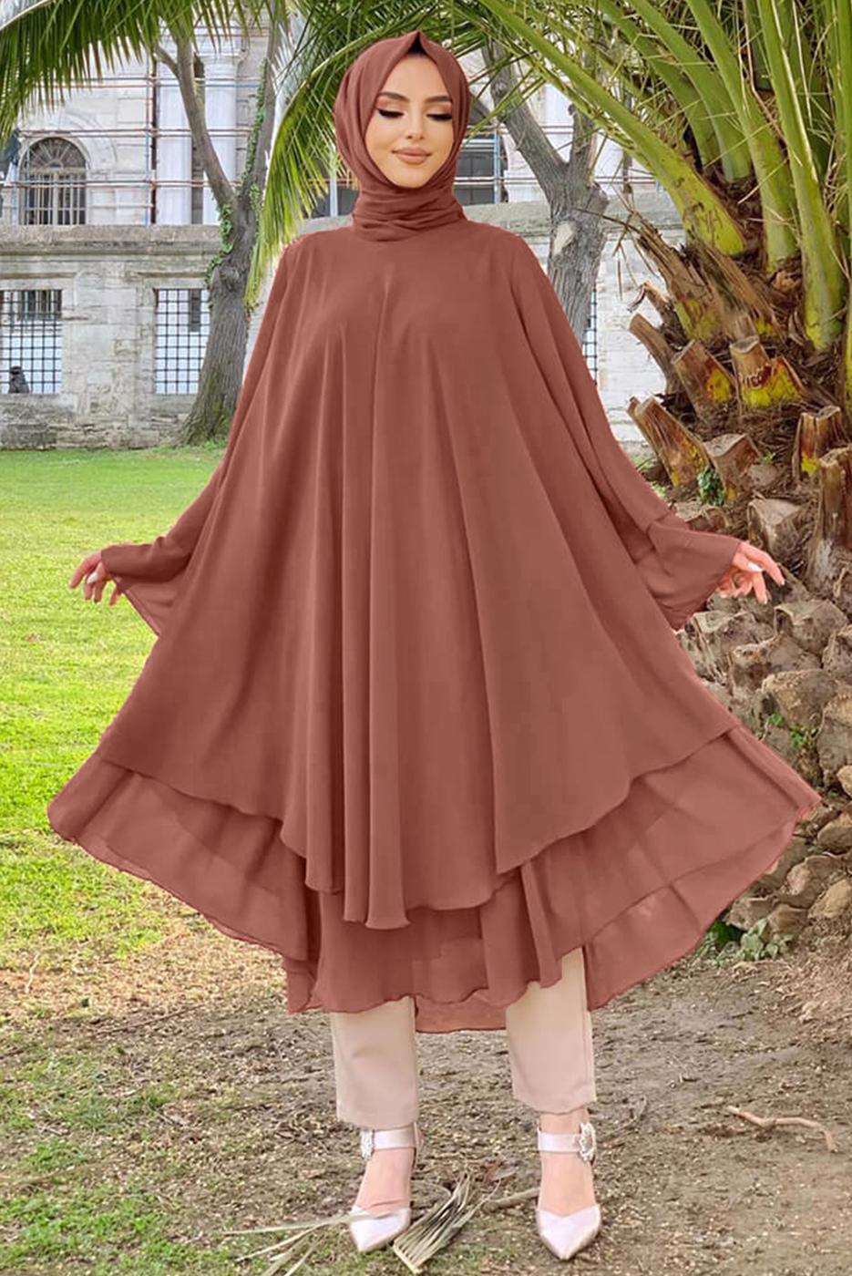 Tesettür giyim PEMBE ŞİFON SALAŞ TUNİK 3803