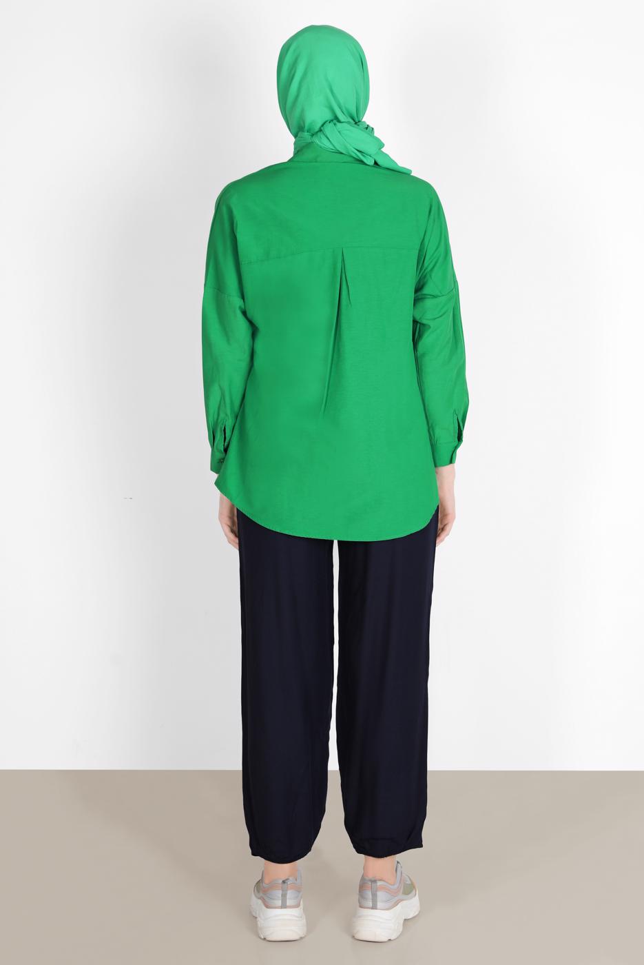 Hijab clothing GREEN BUTTONED BASIC TUNIC 3900 