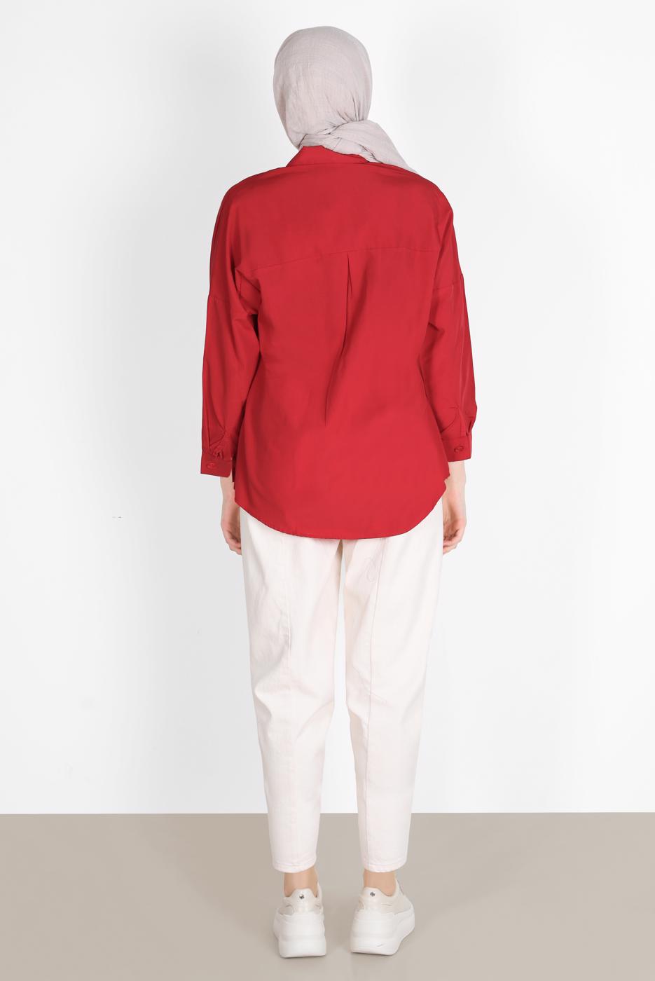 Hijab clothing RED BUTTONED BASIC TUNIC 3900 