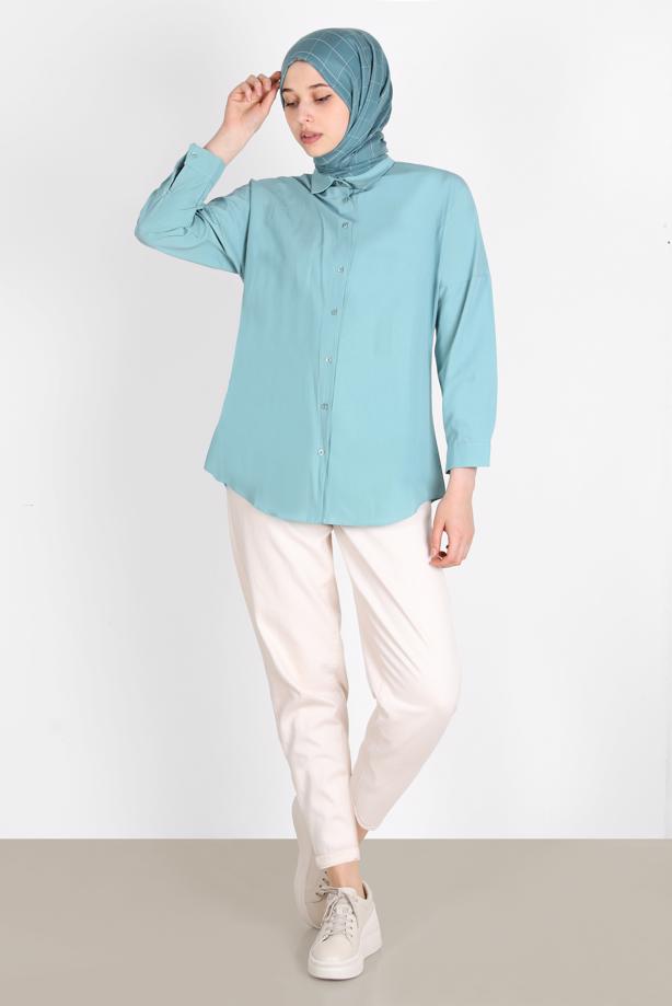 Hijab clothing  BUTTONED BASIC TUNIC 3900  - TRENDTESETTÜR