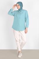Hijab clothing GREEN BUTTONED BASIC TUNIC 3900 